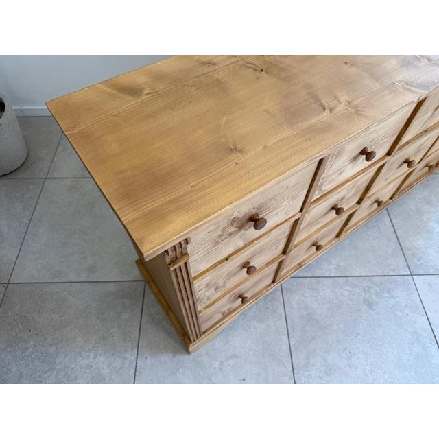 Rustic Apothecary Shop Chest in Softwood For Sale - Image 8 of 16