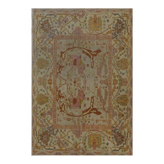 Persian Wool Sultanabad 5x7 Tan, Light Blue, Pink & Orange Handmade Area Rug #1141234 For Sale