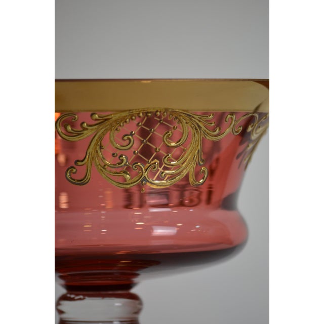 1960s Bohemian Handpainted Art Glass Bowl, 1960s For Sale - Image 5 of 7