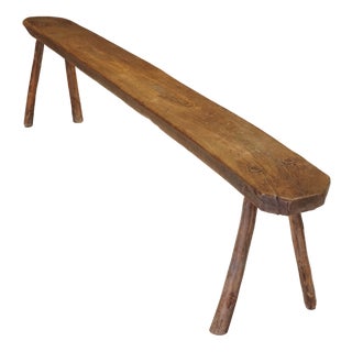 Vintage Rustic Wooden Bench, 1920s For Sale