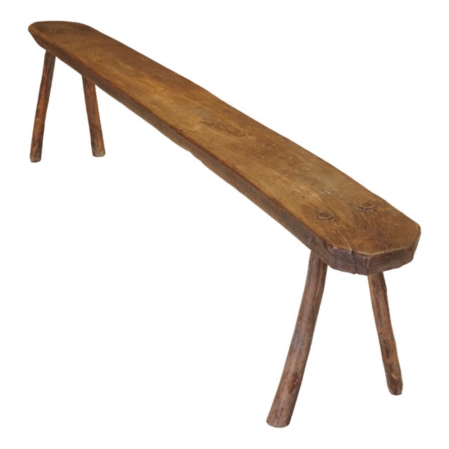 Vintage Rustic Wooden Bench, 1920s For Sale