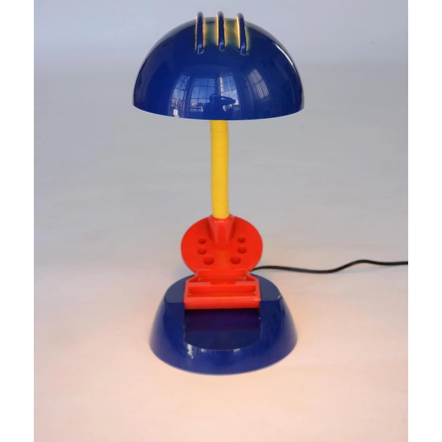 Postmodern Vintage 1980s Postmodern Memphis Style Tricolor Plastic Desk Lamp For Sale - Image 3 of 12