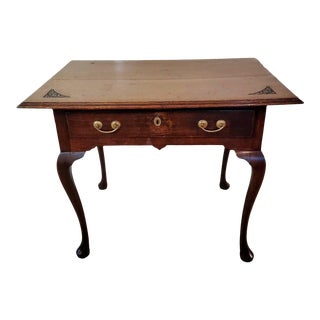 18th Century English Queen Anne Style Antique Carved Oak Table For Sale
