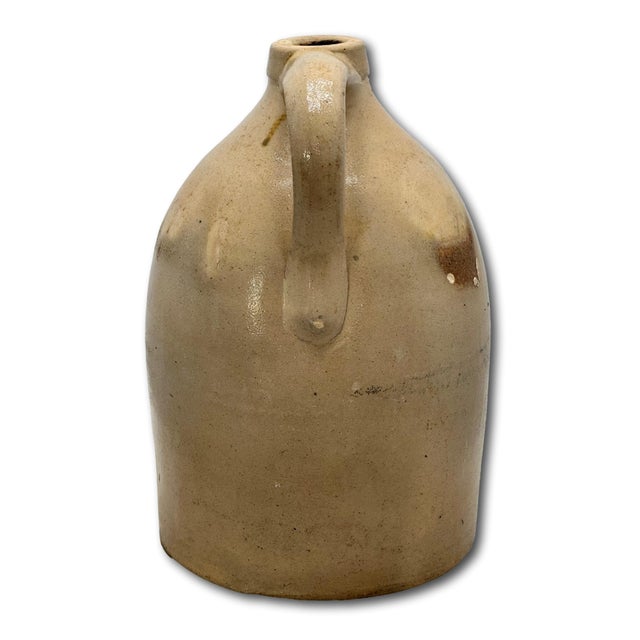 Excellent & Unsusal 1 1/2 Gallon Size Antique American Blue Flower Decorated Stoneware Jug From Vermont Circa 1870s For Sale - Image 17 of 18