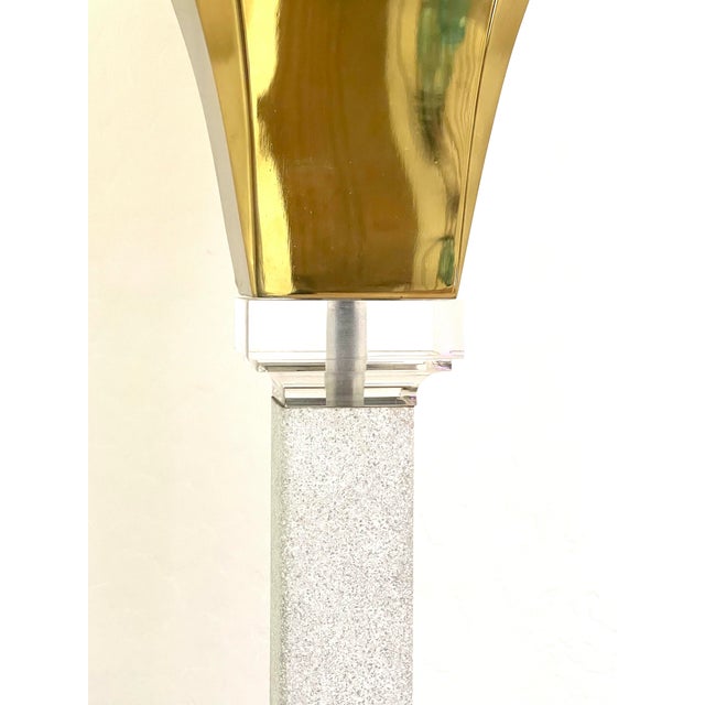 1970s Vintage Relux Milano Italy Brass & Lucite Torchiere Floor Lamp Model 101 For Sale - Image 5 of 12