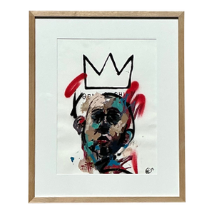 Vintage Boho Original Abstract Figurative Oil on Paper