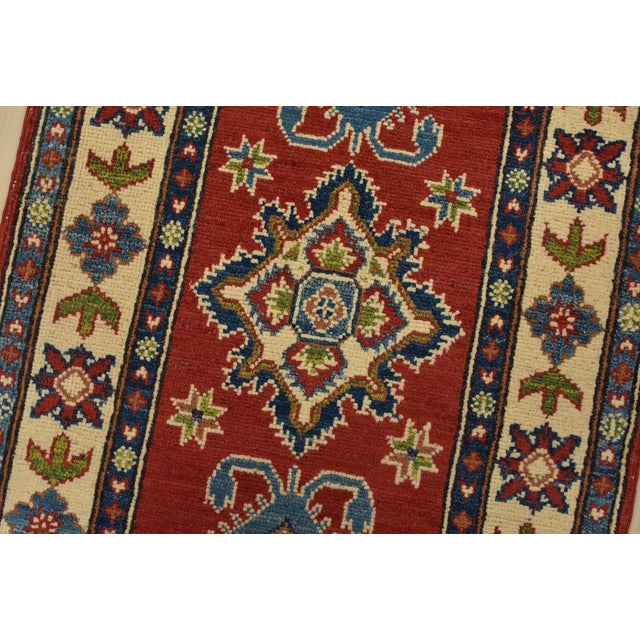 Kazak Runner 2’1” X 6′ Red Wool Tribal Hand-Knotted Oriental Rug For Sale - Image 4 of 11