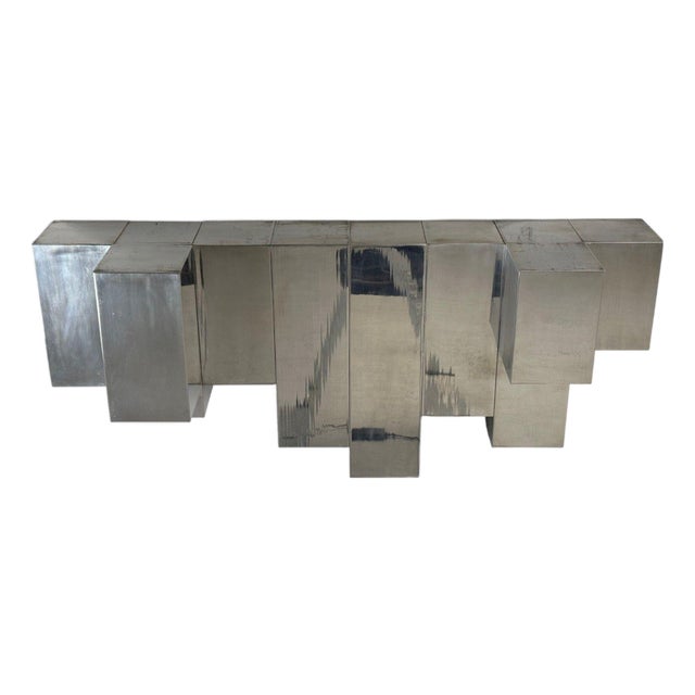 Paul Evans Style, Patchwork Chrome, Mirrored Wall Shelf, Usa, 1980s For Sale