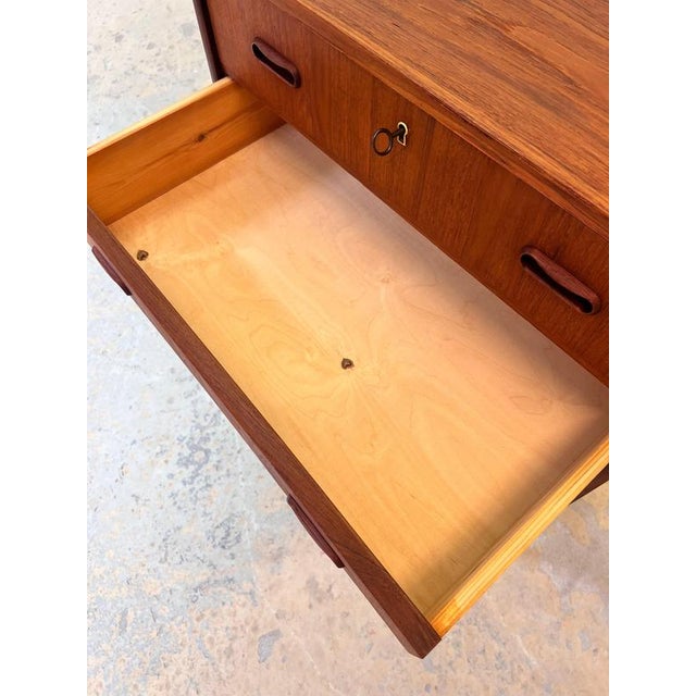 Teak Chest of Drawers with Lock, Denmark, 1960s For Sale - Image 9 of 11