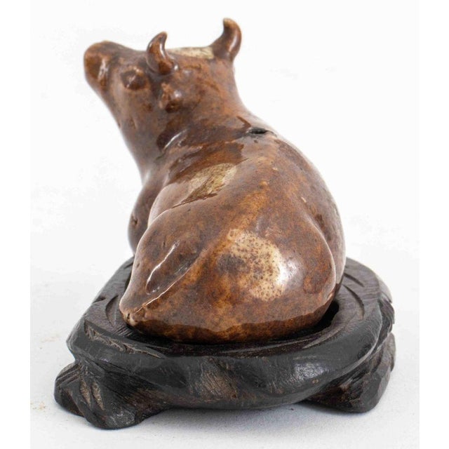 Early 20th Century Chinese Ceramic Ox Form Water Dropper on Stand For Sale - Image 5 of 7