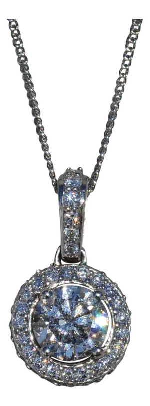 The Giada: Ladies Contemporary Diamond Halo Necklace in 14K
