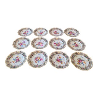 Pre Mid Century Vintage Perfect Set 12 Dresden Plates For Sale