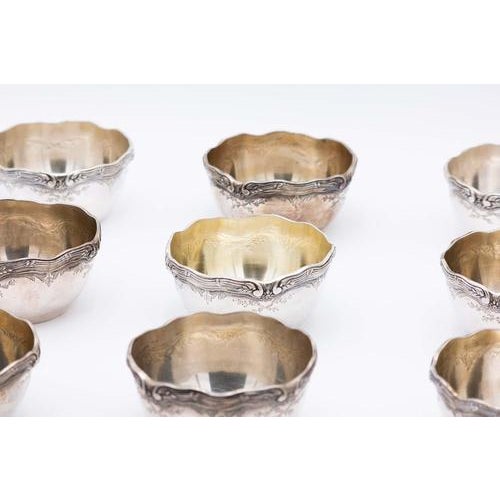 Embossed Silver Wash Bowls, Set of 12 For Sale - Image 3 of 4