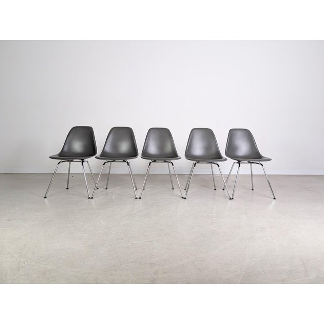 Mid-Century Modern Grey Side Chairs by Charles & Ray Eames for Vitra, Set of 5 For Sale - Image 3 of 14