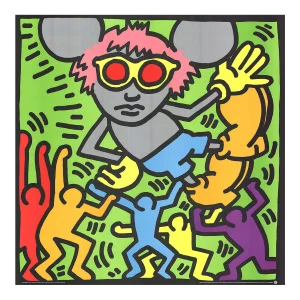 1989 Keith Haring 'Andy Mouse' Pop Art Black, Blue, Orange, Gray, Green Germany Serigraph