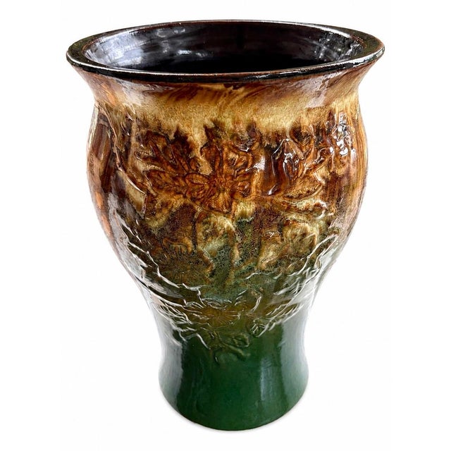 A beautifully sculptural vintage art pottery vase attributed to Robinson Ransbottom Pottery Company (RRP Co.), featuring...
