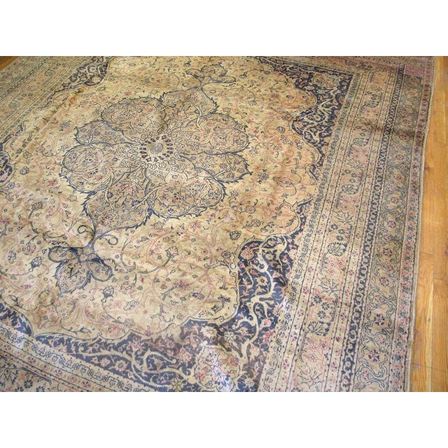 1920s Ivory Medallion Antique Turkish Formal Sivas Rug 8' X 9'9" Hand Knotted Wool Carpet For Sale In New York - Image 6 of 6