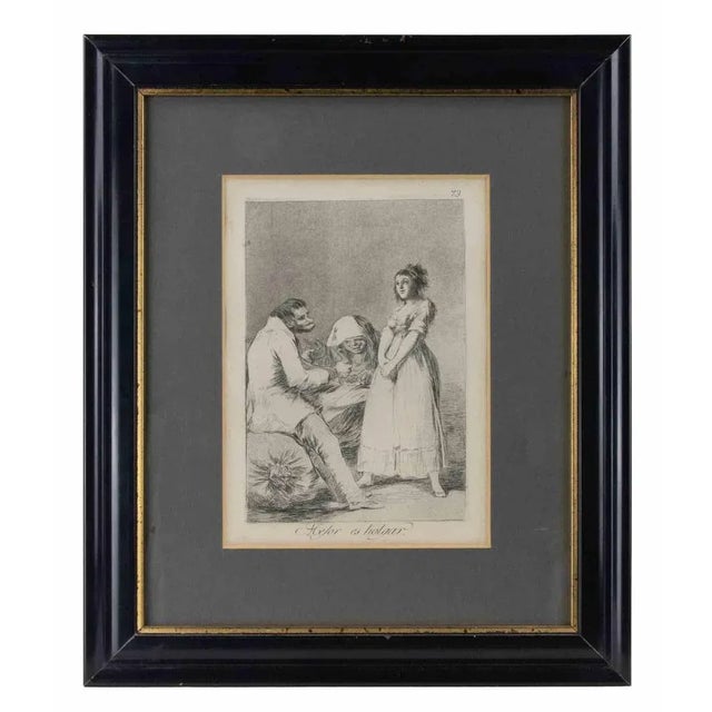 Etching drypoint and aquatint realized by Francisco Goya. Plate 73 from the Series "Los Caprichos". Beautiful proof of 2nd...