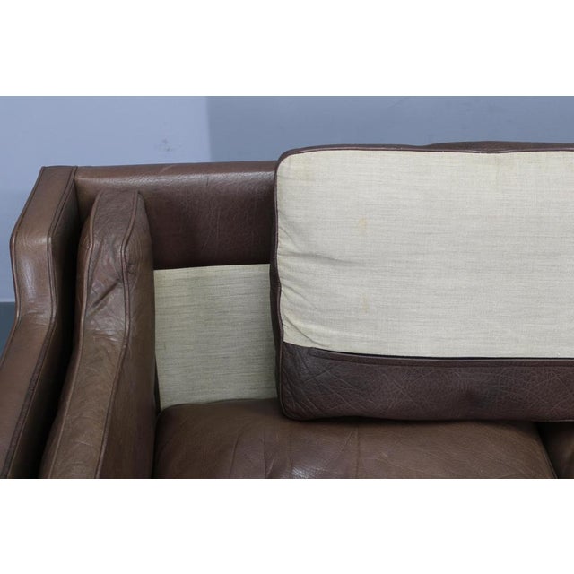 Mid-Century Danish Three-Seat Brown Leather Sofa, 1970s For Sale - Image 16 of 18