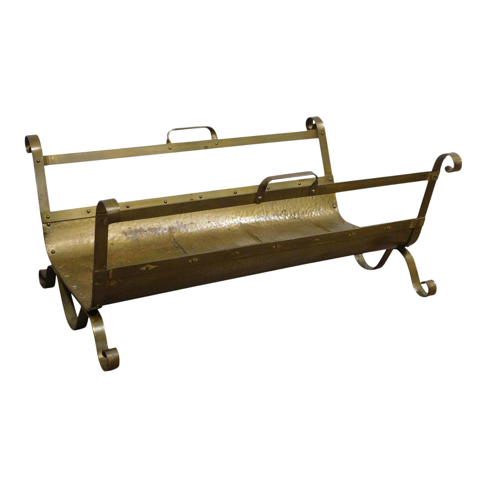Quality Vintage Brass Fireplace Log Holder Chairish