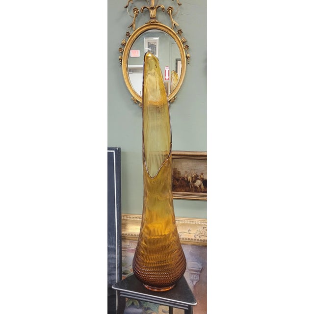 1960s 1960s Large Le Smith Nubby 32" Swung Vase Amber For Sale - Image 5 of 8
