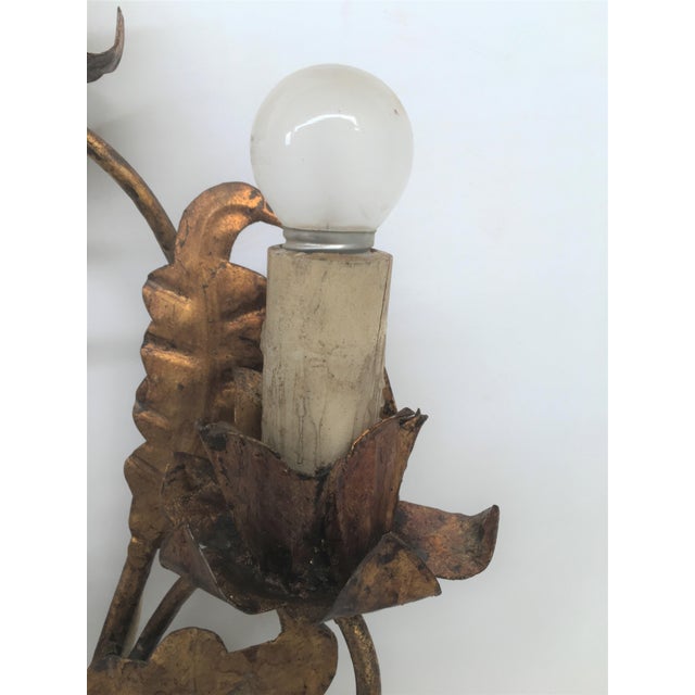 Sculpture Metal Sconces Leaves Design, 1950s, French For Sale - Image 4 of 8