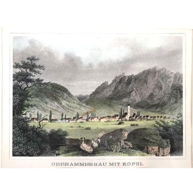 A nice set of 4 framed antique (late 19th/early 20th C.) hand-colored engravings of the Bavarian / Tyrolian mountains. The...