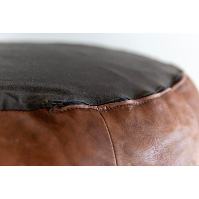 Animal Skin Vintage Cognac Leather Ottoman or Pouf Attributed to De Sede, Switzerland, 1970s For Sale - Image 7 of 7
