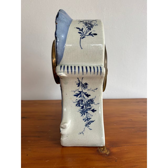 Late 19th Century 1890s French Rococo Delft Mantle Clock For Sale - Image 5 of 16