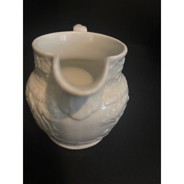 Ceramic Vintage English t.g. Green & Co Relief Molded Creamware Teapot & Creamer Set - 2 Pieces For Sale - Image 7 of 11