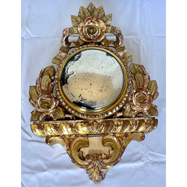 Antique French Gilt Wood Clock Case W/Mirrored Convex Glass Finish For Sale - Image 10 of 18