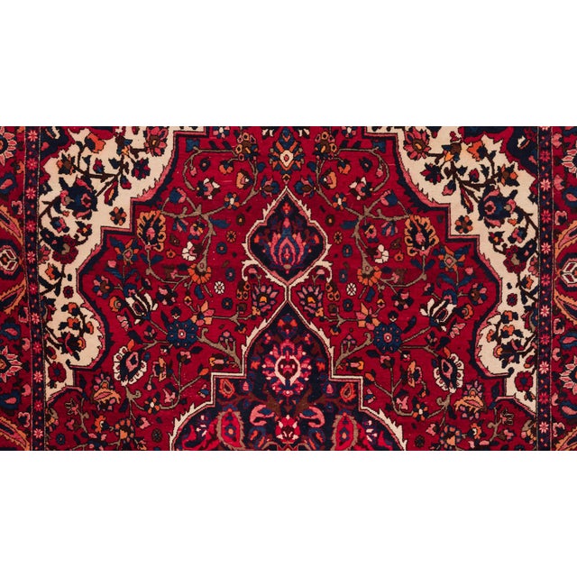 Middle Eastern Hand-Knotted Wool Rug with Red Medallion Pattern, 1960s For Sale - Image 4 of 6