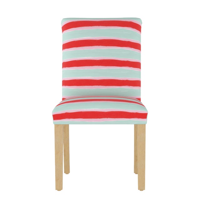 Megan Dining Chair in Mint Brush Stripe For Sale