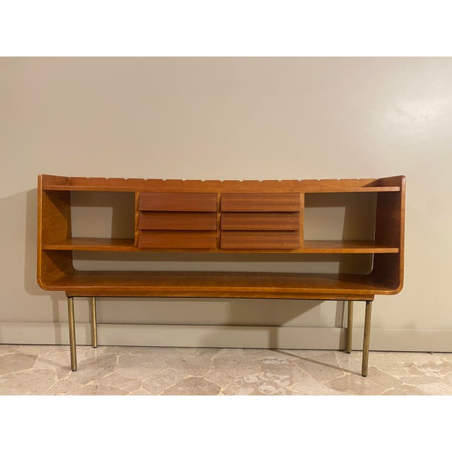 Console Table in Marbled Mahogany, Italy, 1960s For Sale - Image 10 of 10