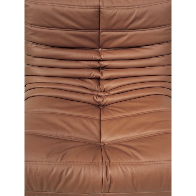 Ligne Roset Togo Lounge Chair in Dark Cognac Leather attributed to Michel Ducaroy for Ligne Roset For Sale - Image 4 of 13