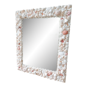 Seashell Mirror 25x30” Shell Mirror, Coastal Luxury Wall Art, Wall Mirror