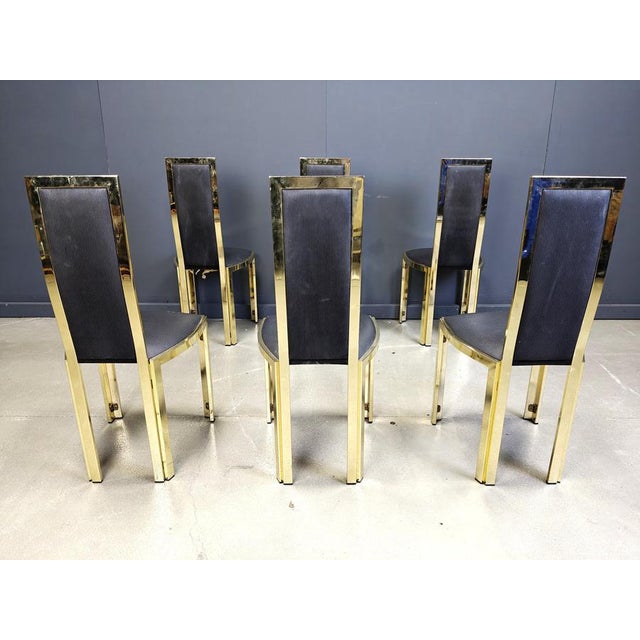 1970s Vintage French Dining Chairs in Brass, 1970s, Set of 6 For Sale - Image 5 of 13