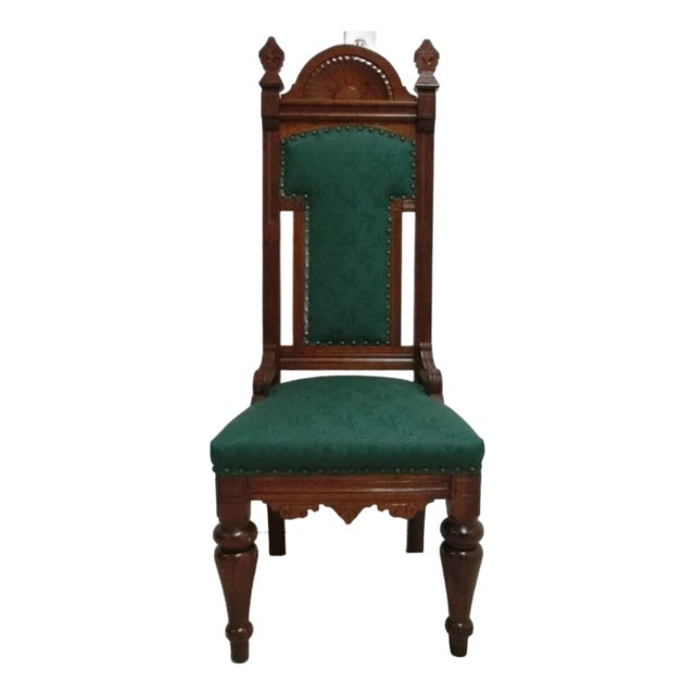 Antique Victorian Throne Chair Carved Oak Church Chapel Masonic For Sale