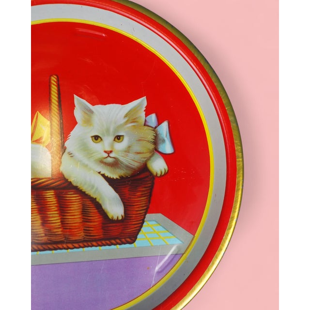 1970s Vintage Polish Tin Tray with Cats, 1970s For Sale - Image 5 of 8