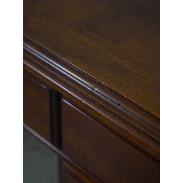 Statton Large Kneehole Cherry Executive Desk For Sale - Image 15 of 18
