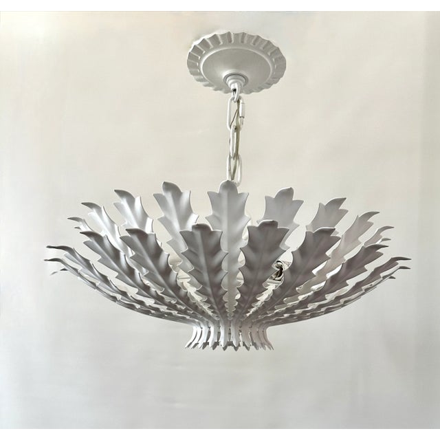 Visual Comfort Hampton Mini Chandelier in plaster white finish, style # ARN 4011PW. Designed by Aerin Lauder. Fixture uses...