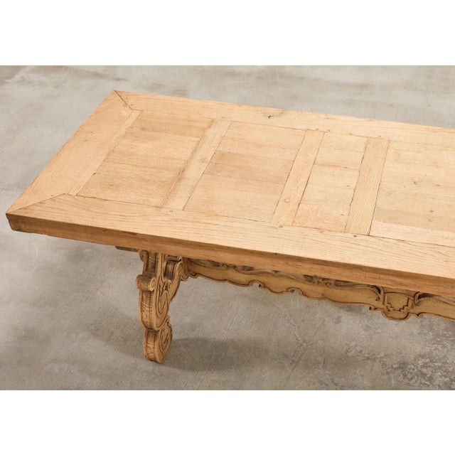 Tan 19th C. Spanish Baroque Bleached Oak Farmhouse Dining Table For Sale - Image 8 of 18