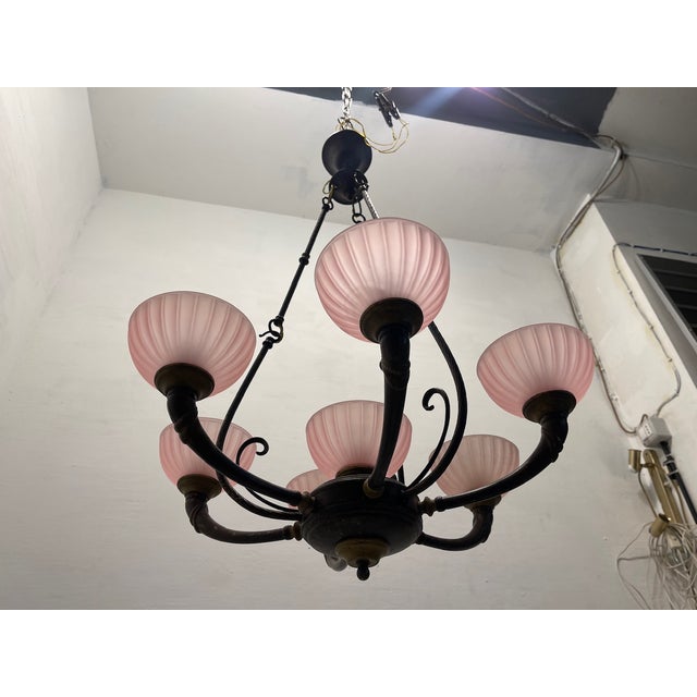 Pink Liberty Style Chandelier, 1960s For Sale - Image 4 of 12