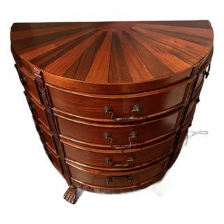 Vintage Demilune Sunburst Inlay Console Dresser With 12 Drawers and Carved Claw Feet For Sale