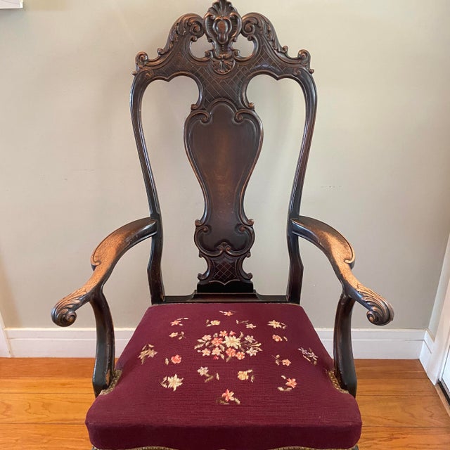 18th Century Queen Anne-Style Splat Back Walnut Armchair For Sale - Image 12 of 13
