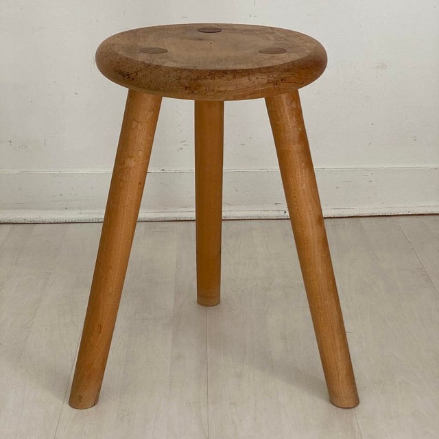 Wood Tripod Stool, 1970s For Sale - Image 6 of 6