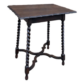 Antique English Barley Twist Side Table For Sale