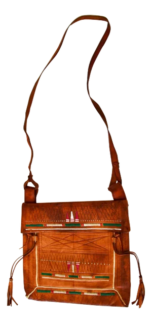 Antique African Tuareg Moroccan Shoulder Leather Bag 1960's Collectible