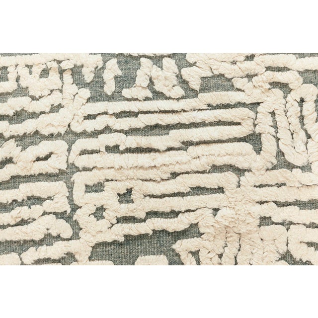 Modern Contemporary Seafoam High-Low Silk and Wool Rug by Doris Leslie Blau For Sale - Image 3 of 8
