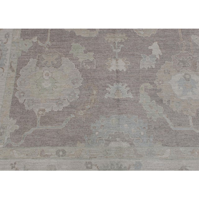 Turkish Oushak Rug Gray & Green Handwoven Wool Rug 8'9" X 12'1" For Sale - Image 4 of 9